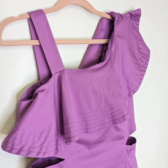 Veronica Beard Beilla One Shoulder Ruffle Cutout Maxi Dress in Vivid Orchid Sz 2 - Picture 11 of 17